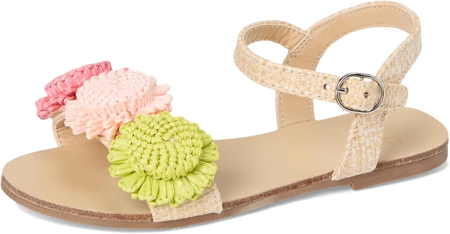 Janie and Jack Girl's Straw Flowered Sandal (Toddler/Little Big Kid) Flat