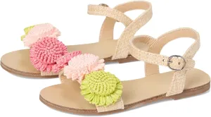 Janie and Jack Girl's Straw Flowered Sandal (Toddler/Little Big Kid) Flat