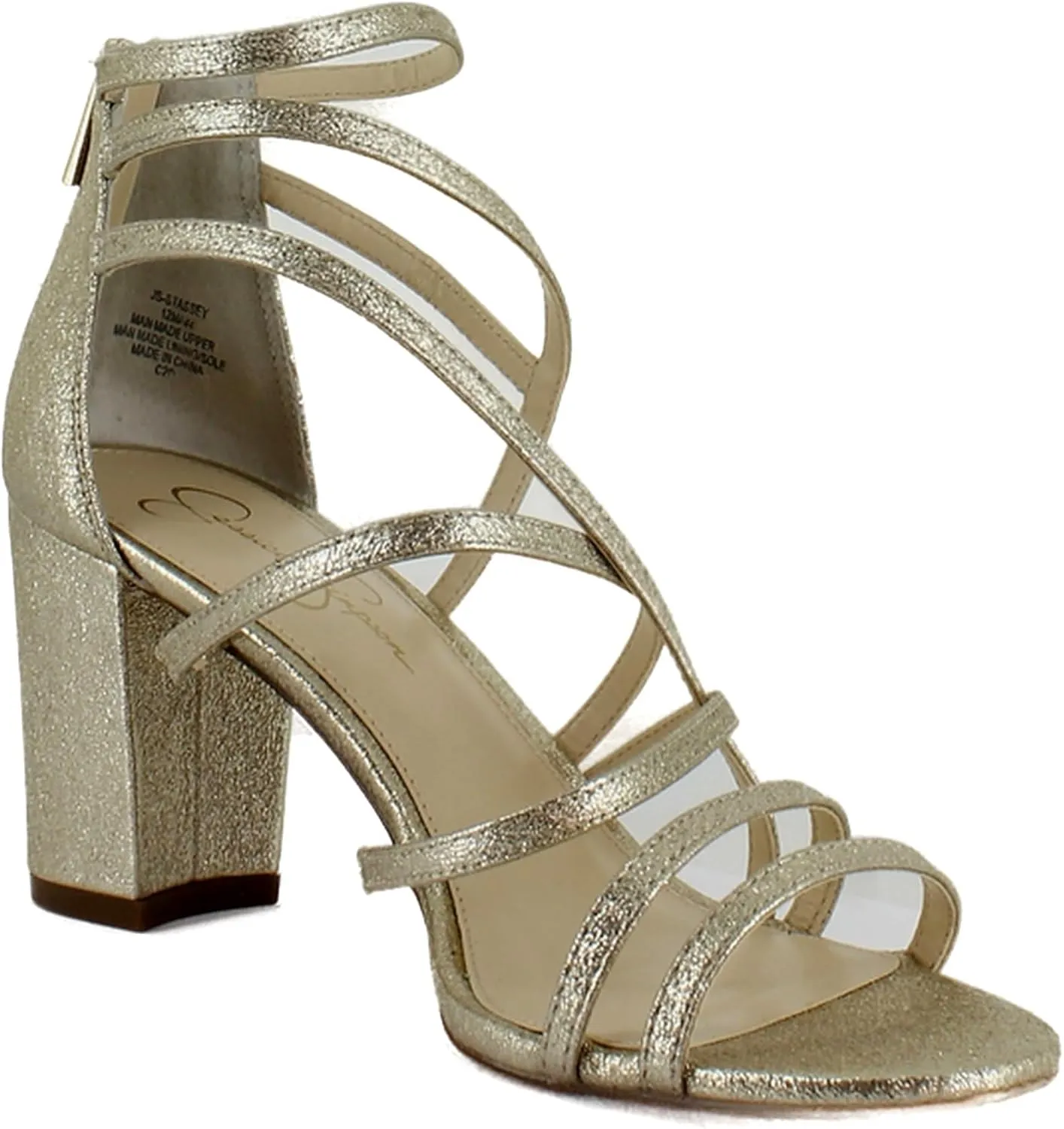 Jessica Simpson Stassey Women's Caged Faux Leather Back Zip Dress Sandals