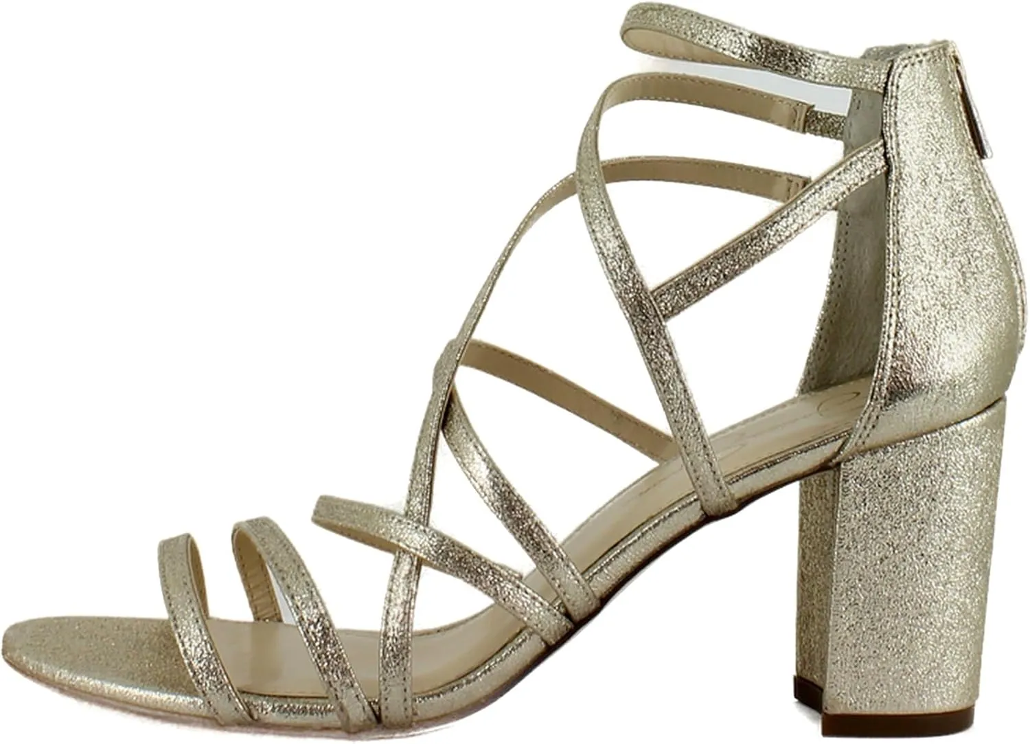 Jessica Simpson Stassey Women's Caged Faux Leather Back Zip Dress Sandals