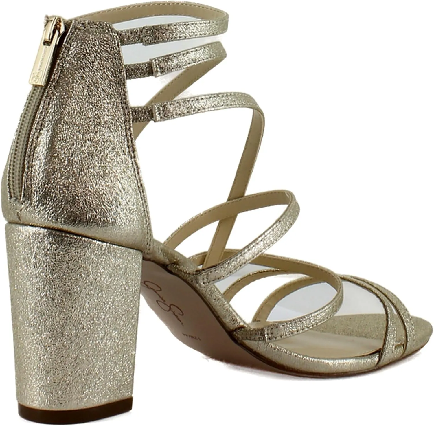 Jessica Simpson Stassey Women's Caged Faux Leather Back Zip Dress Sandals