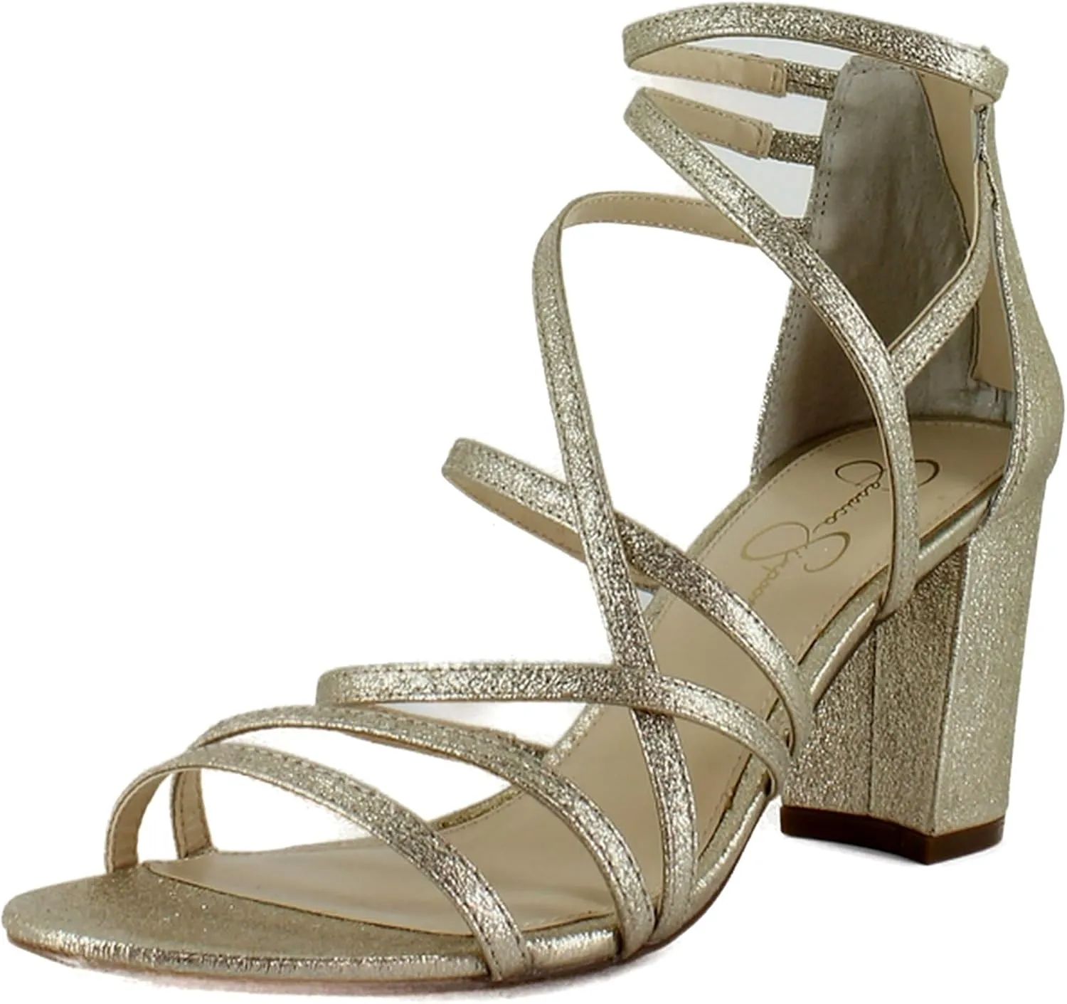 Jessica Simpson Stassey Women's Caged Faux Leather Back Zip Dress Sandals
