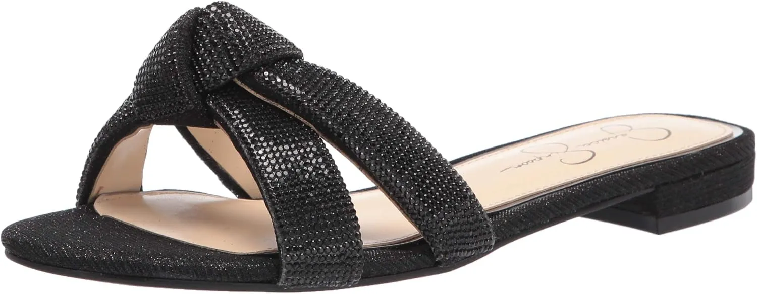 Jessica Simpson womens Alisen Flat Sandal, Black, 8.5 US