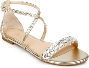 Jewel Badgley Mischka Osome Glitter Flat Sandals