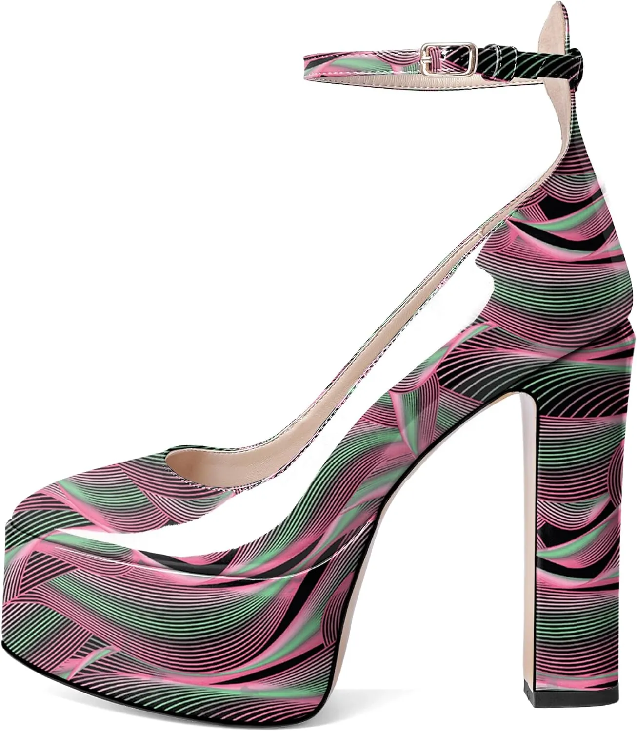 Joseywade Platform Chunky Heels Mary Jane High High Pumps Shoes Women Closed Round Toe 5.5 Inch Ankle Strap US Size 5-15