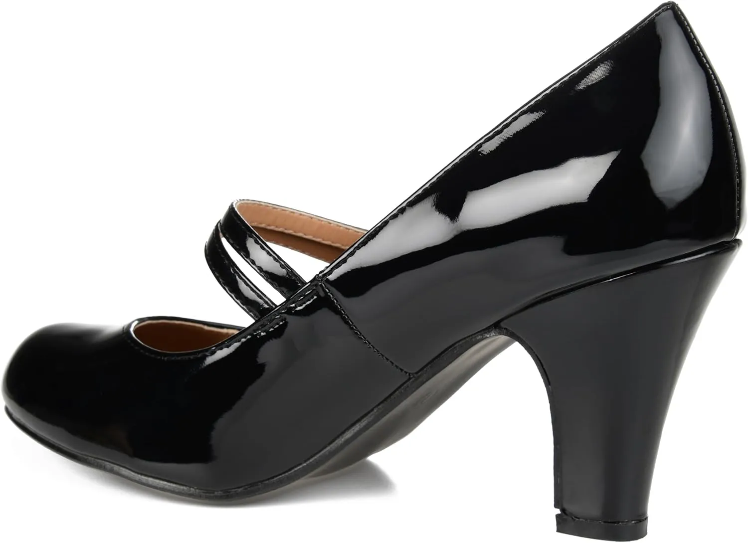 Journee Collection Womens Wendy Mary Jane Pumps Closed Round Toe Double Buckle Strap Chunky Block Heel