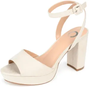 Journee Open Toe Strappy Platform Pumps for Women - Nairri Ankle Strap Chunky High Block Heel Sandal
