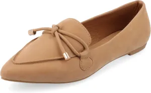 Journee Womens Muriel Slip On Pointed Toe Loafer Dress Flats