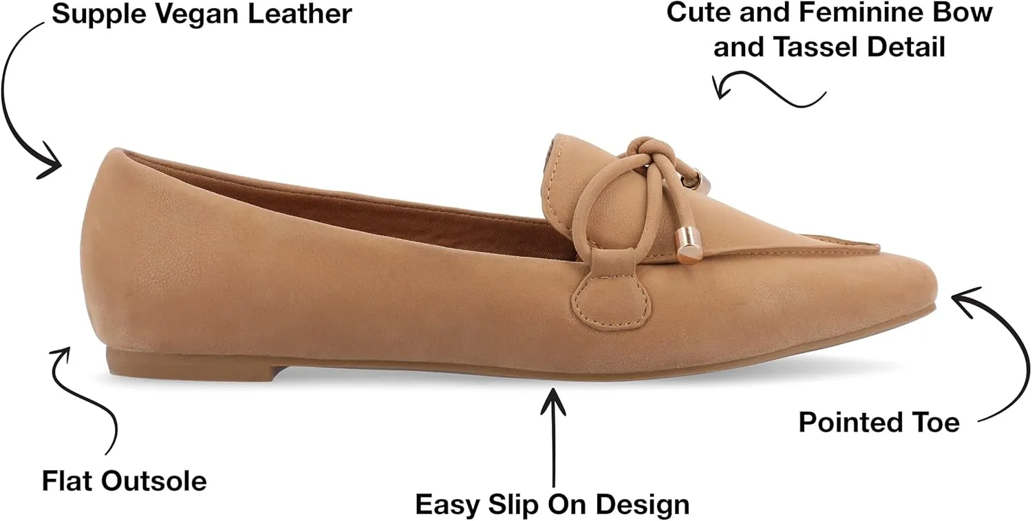 Journee Womens Muriel Slip On Pointed Toe Loafer Dress Flats