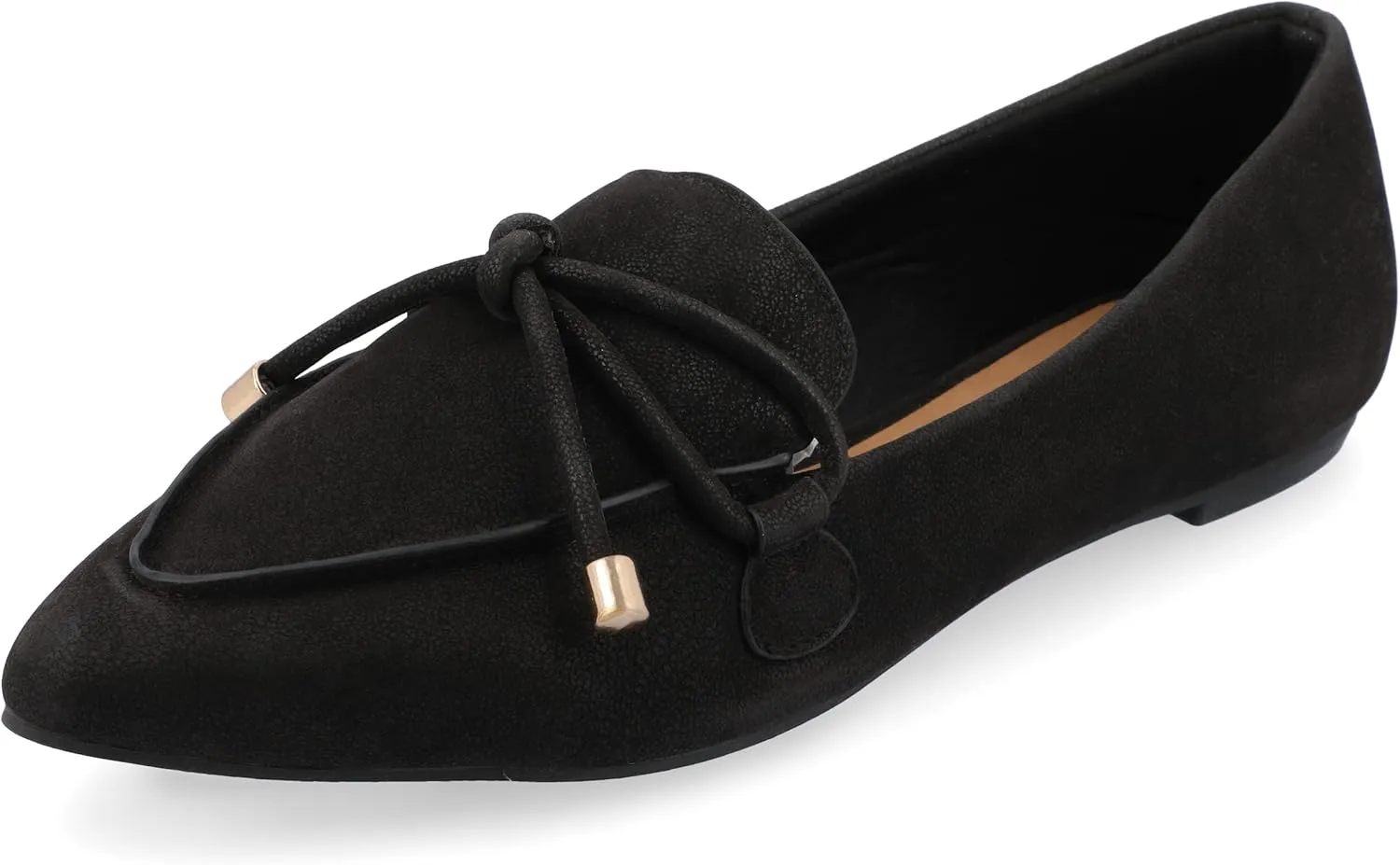 Journee Womens Muriel Slip On Pointed Toe Loafer Dress Flats