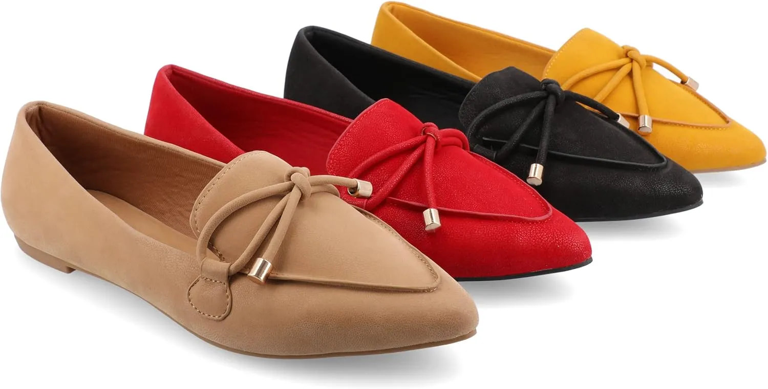 Journee Womens Muriel Slip On Pointed Toe Loafer Dress Flats