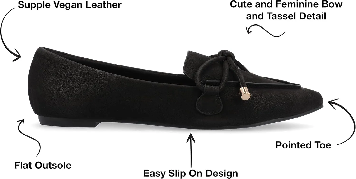 Journee Womens Muriel Slip On Pointed Toe Loafer Dress Flats