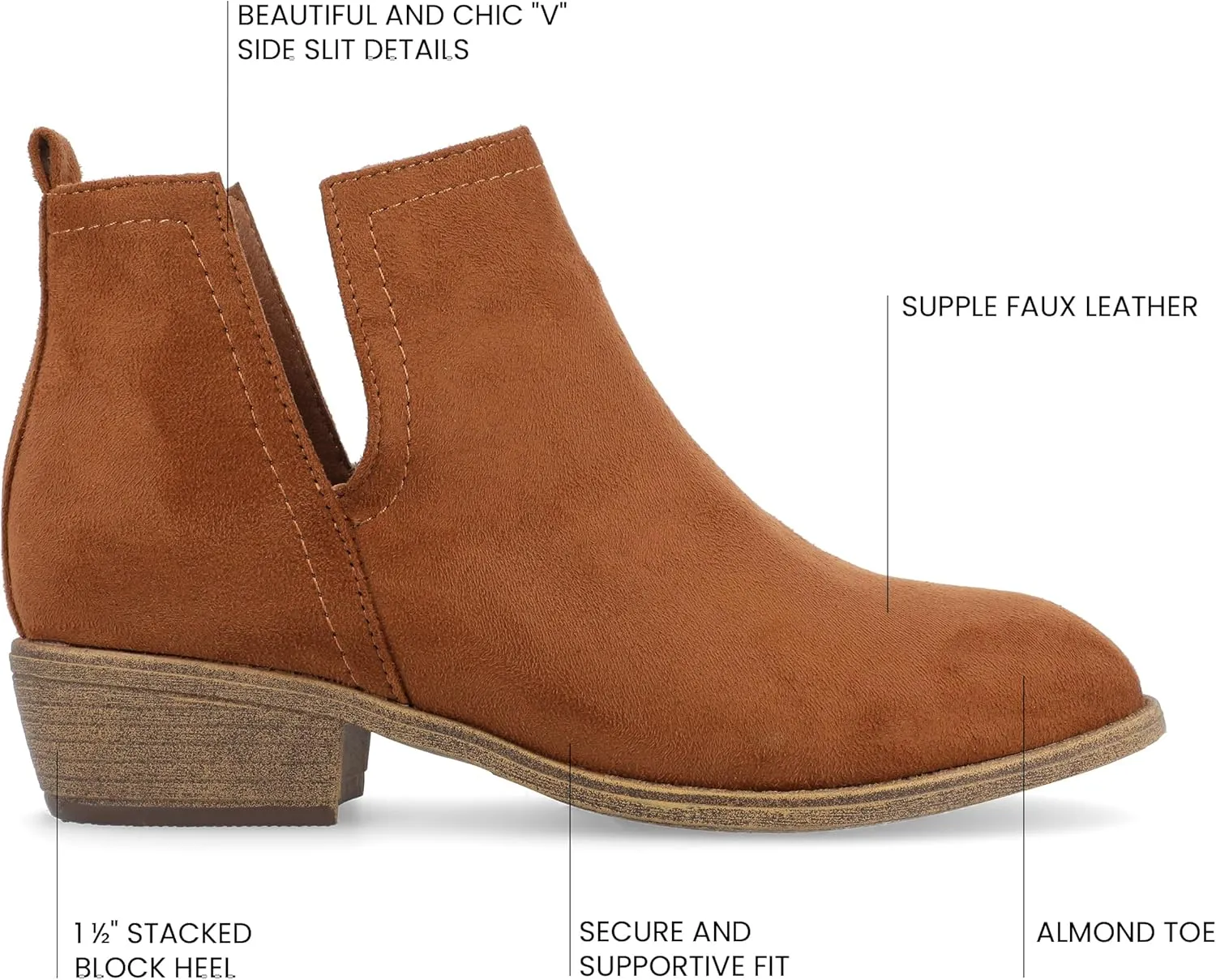 Journee Womens Rimi Pull On Stacked Heel Booties