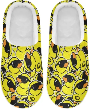 JUNZAN Colorful Dinosaurs Men's Women's Memory Foam House Slippers Non Skid Soft Warm Sole Coral Fleece Slip-on Closed Toe Hand Free Shoes for Bedroom Travel