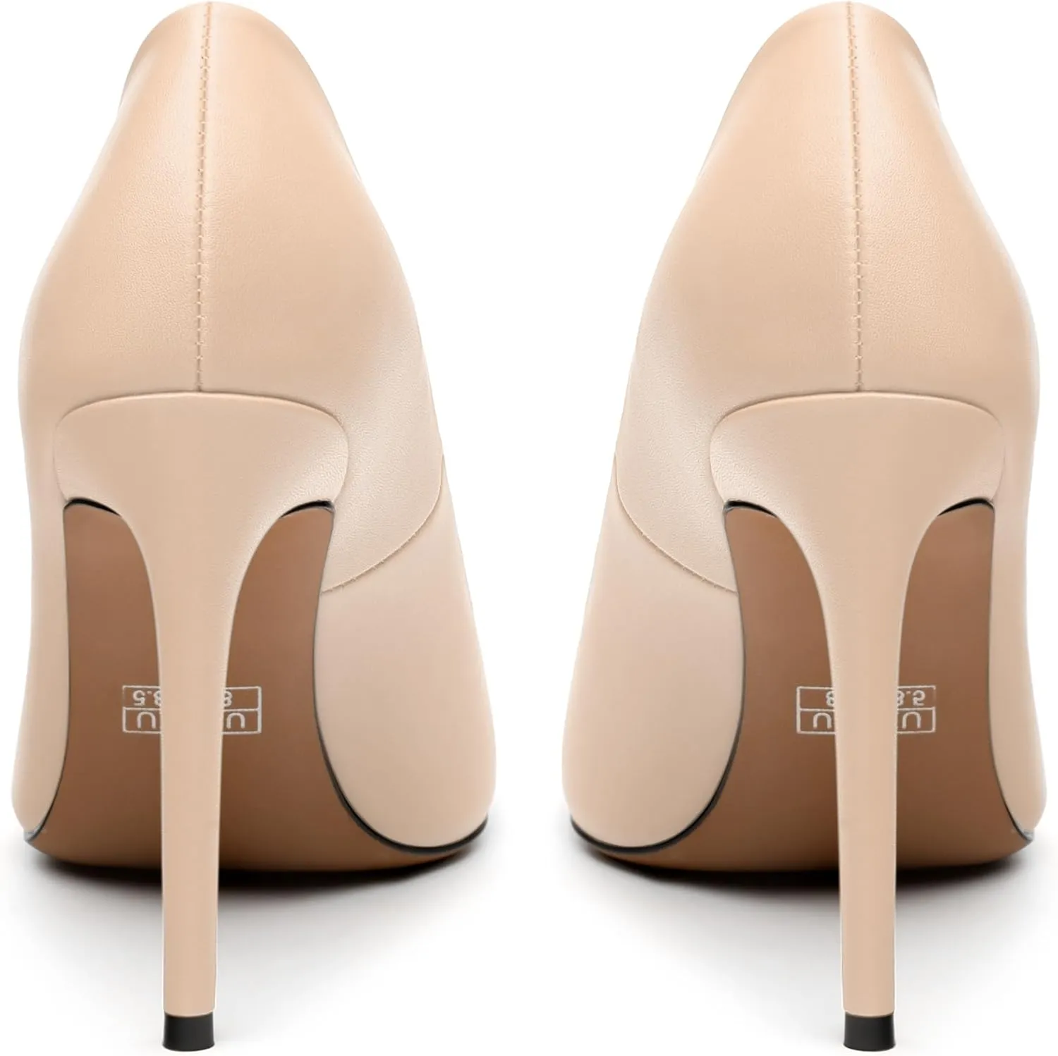 JUSTDANNI Women's 4 Inch High Stiletto Closed Toe Heels Classic Pointed Toe Matte Pumps Wedding Party Office Slip On Dress Shoes