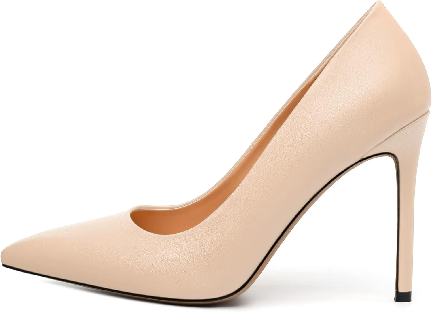 JUSTDANNI Women's 4 Inch High Stiletto Closed Toe Heels Classic Pointed Toe Matte Pumps Wedding Party Office Slip On Dress Shoes