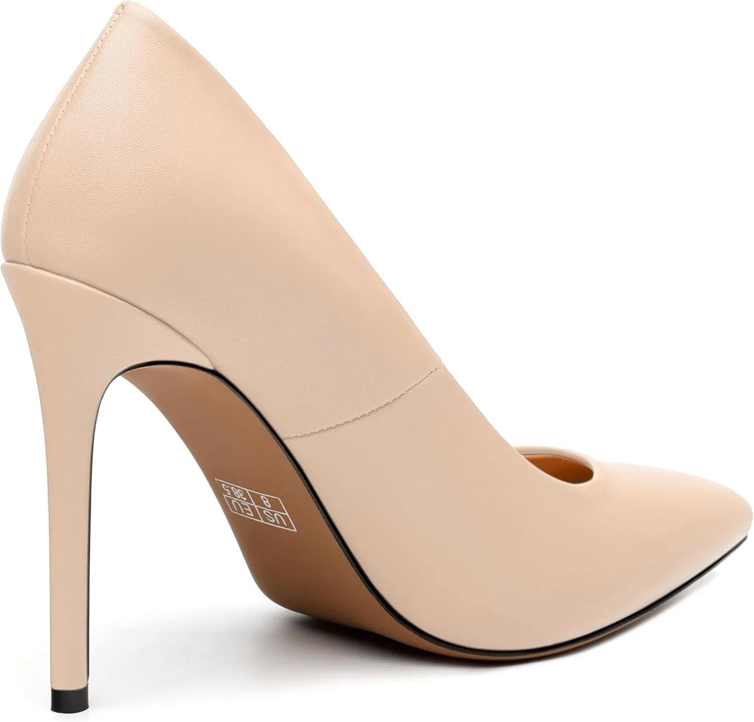JUSTDANNI Women's 4 Inch High Stiletto Closed Toe Heels Classic Pointed Toe Matte Pumps Wedding Party Office Slip On Dress Shoes