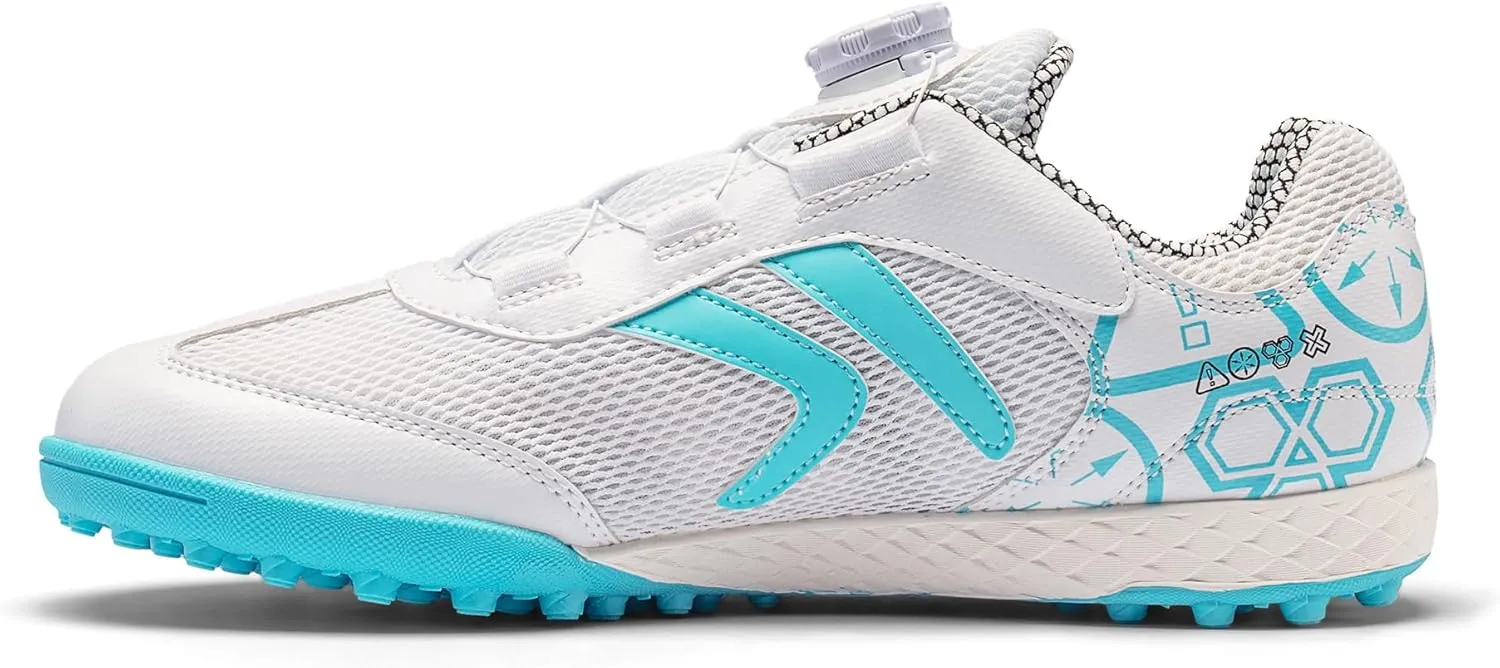 KELME Kids' Indoor Soccer Cleats, Breathable Mesh Turf Futsal Shoes, Turn-Lock, Boys Girls Football Baseball Softball Sneaker for Little/Big Kid