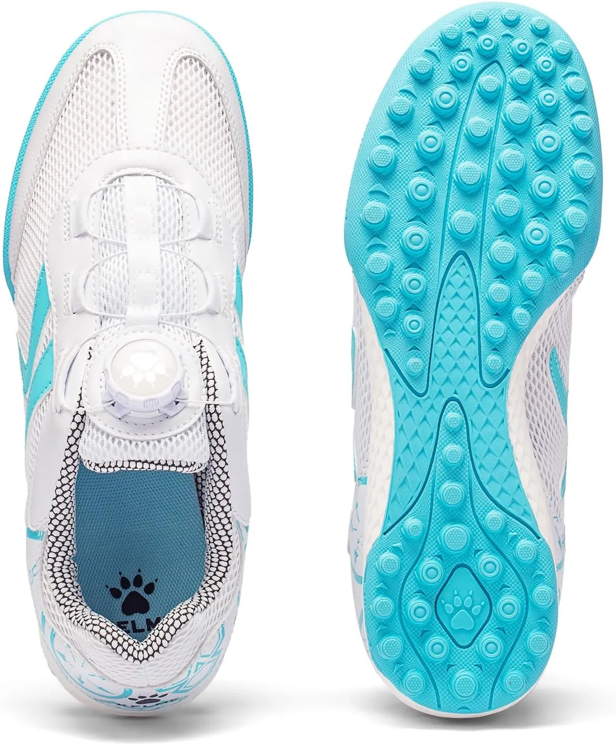 KELME Kids' Indoor Soccer Cleats, Breathable Mesh Turf Futsal Shoes, Turn-Lock, Boys Girls Football Baseball Softball Sneaker for Little/Big Kid