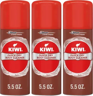 KIWI Quick Dry Boot Cleaner, Use for Dirt on Outdoor Shoes, Boots and More, Spray Bottle, 5.5 Oz, Pack of 3