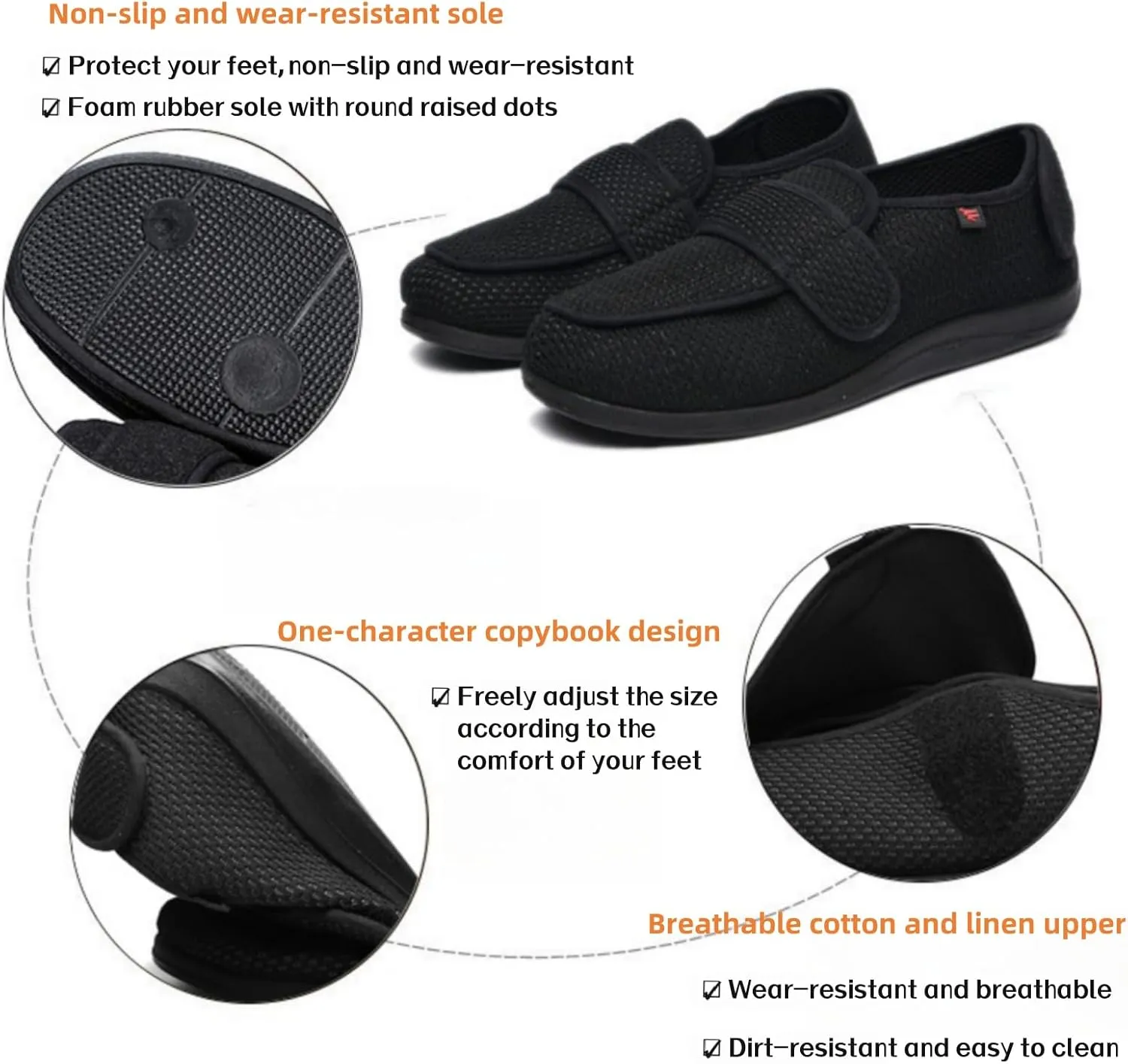 KUMUROET Unisex Adjustable Widened Foot Edema Shoes,Diabetic Walking Shoes,Wide Version Home Slippers,Wide Feet High Instep Comfortable Walking,Suitable for Hallux Valgus,Foot Hypertrophy,Arthritis