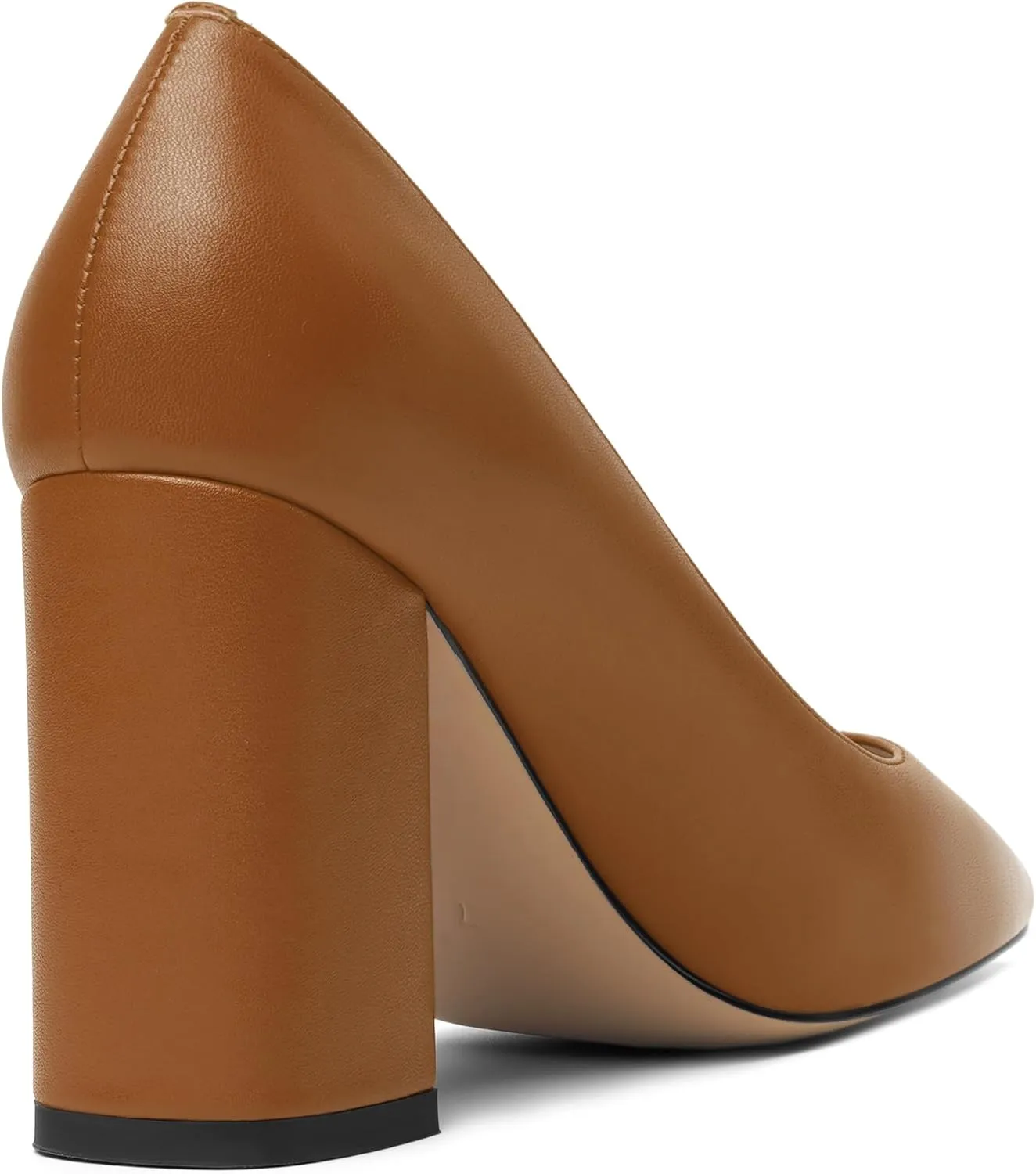 KUOARN Womens Office Formal Pointed Toe Solid Matte Slip On Block High Heel Pumps Shoes 3.3 Inch