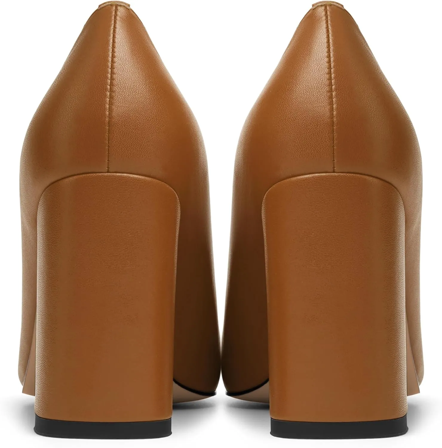 KUOARN Womens Office Formal Pointed Toe Solid Matte Slip On Block High Heel Pumps Shoes 3.3 Inch