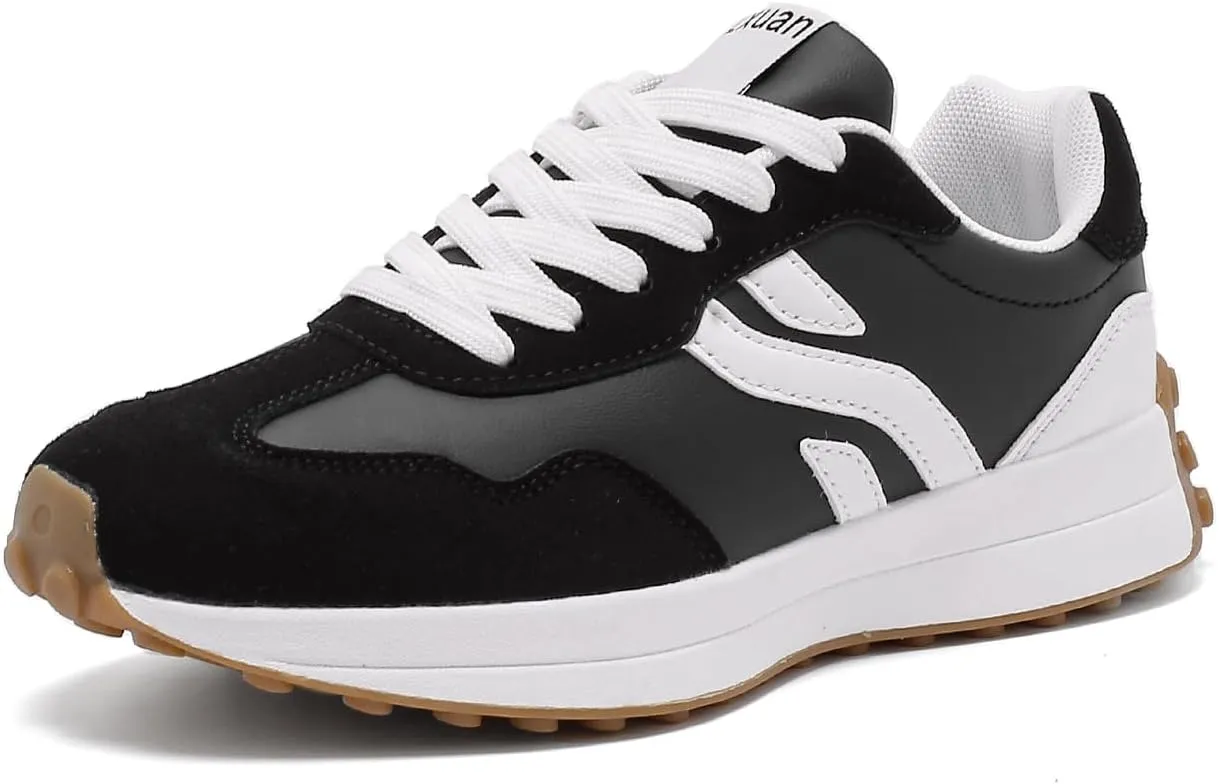 Ladies Retro Thick-Soled Casual Lightweight Sports Shoes - Classic Lace-up Anti-Slip Breathable Tennis Running Shoes