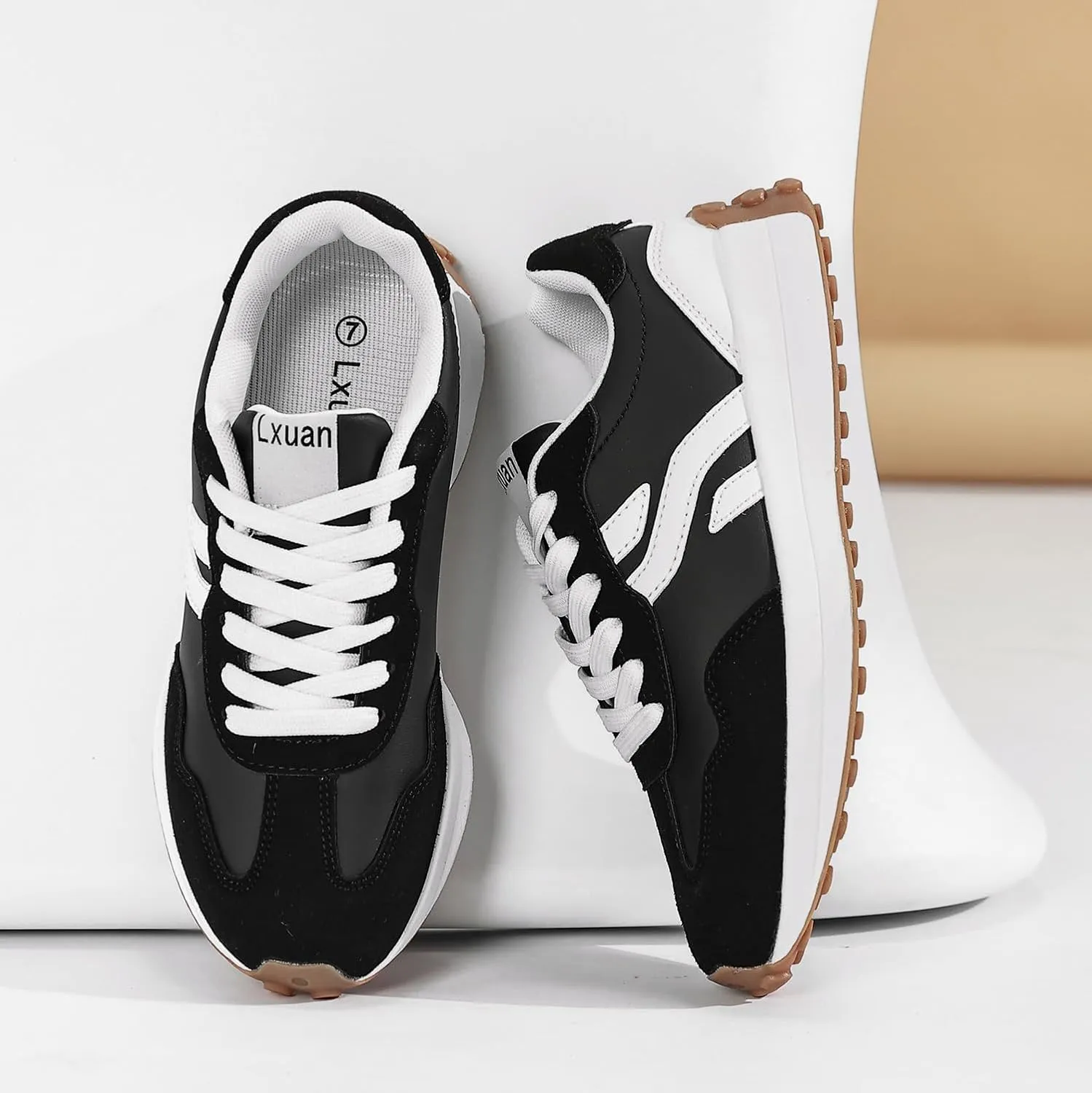 Ladies Retro Thick-Soled Casual Lightweight Sports Shoes - Classic Lace-up Anti-Slip Breathable Tennis Running Shoes