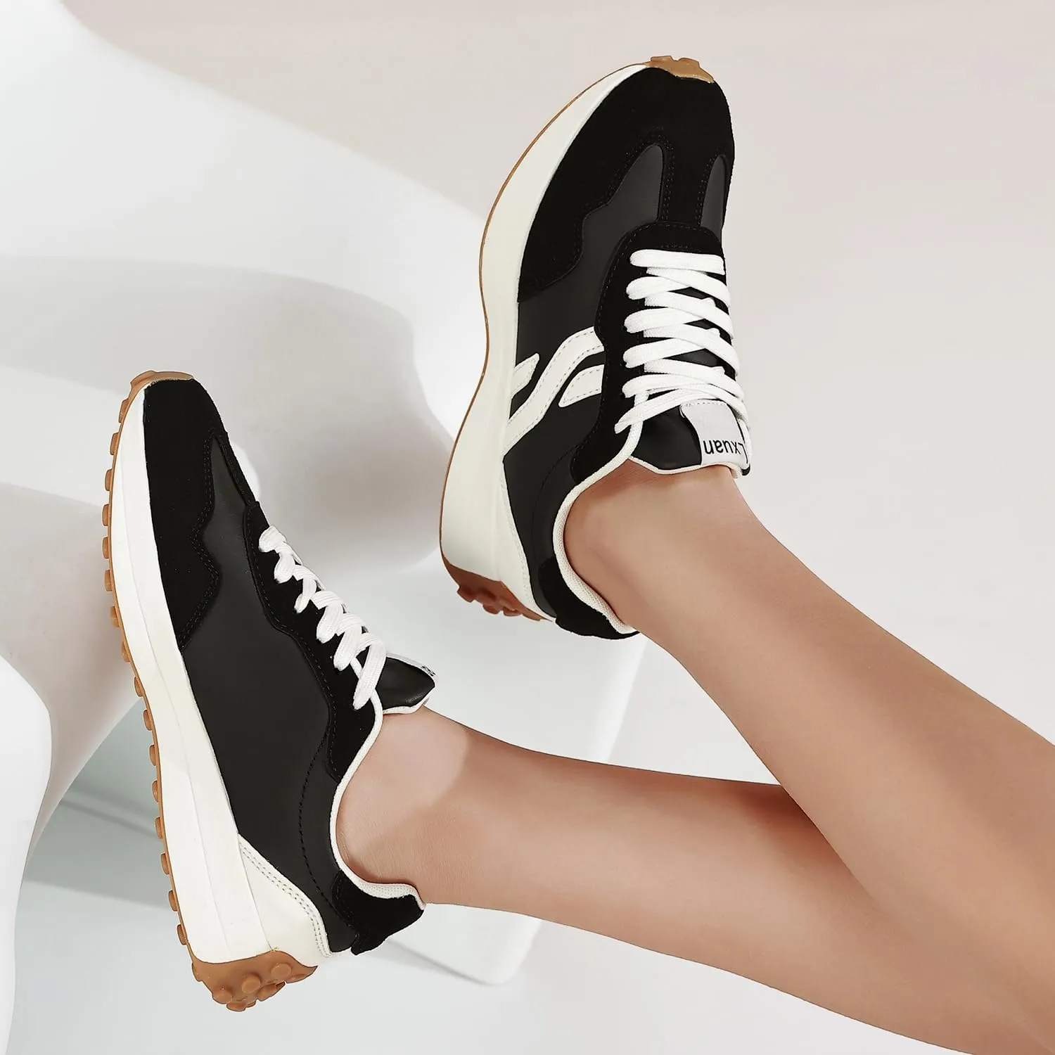 Ladies Retro Thick-Soled Casual Lightweight Sports Shoes - Classic Lace-up Anti-Slip Breathable Tennis Running Shoes
