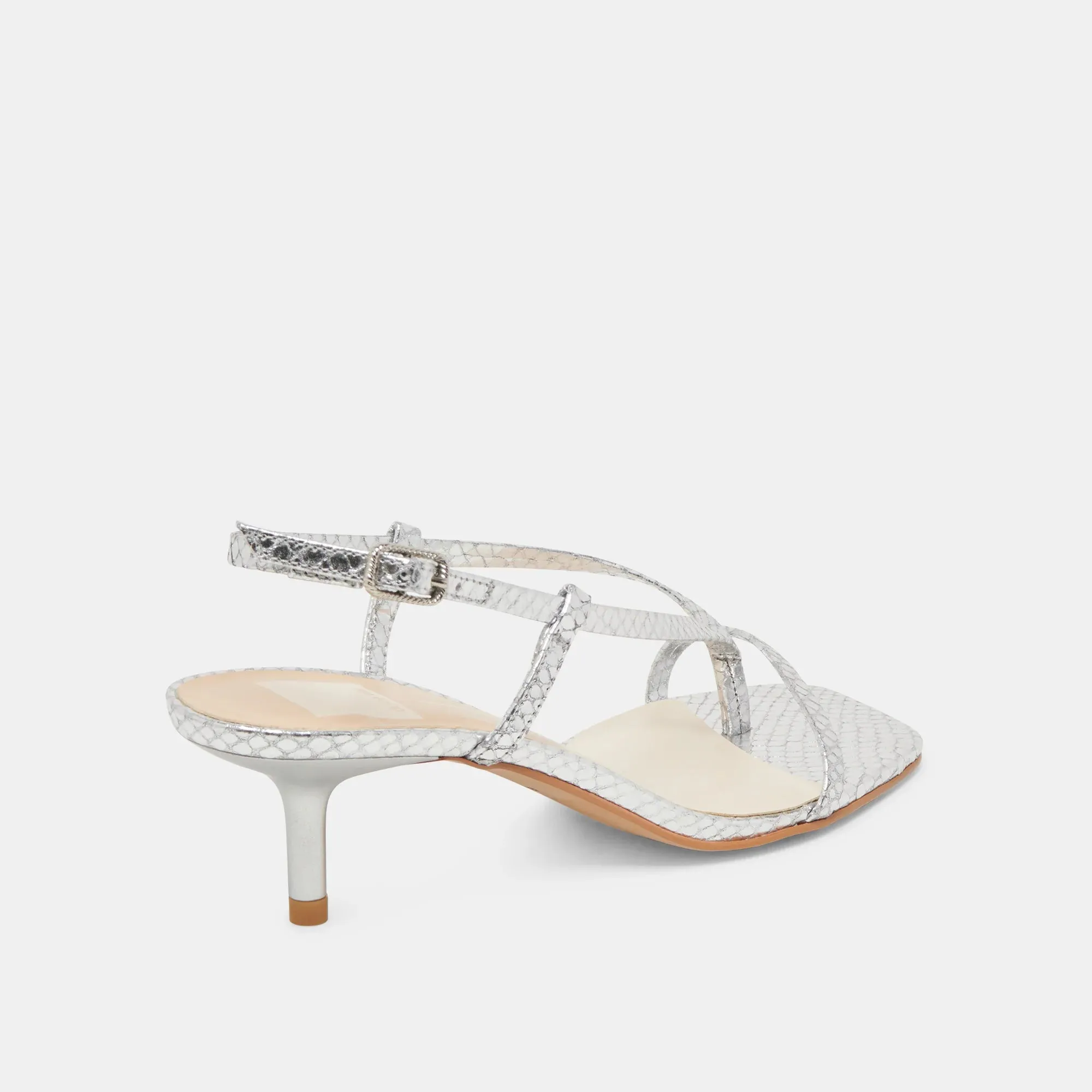 Laury Heels Silver Embossed Leather