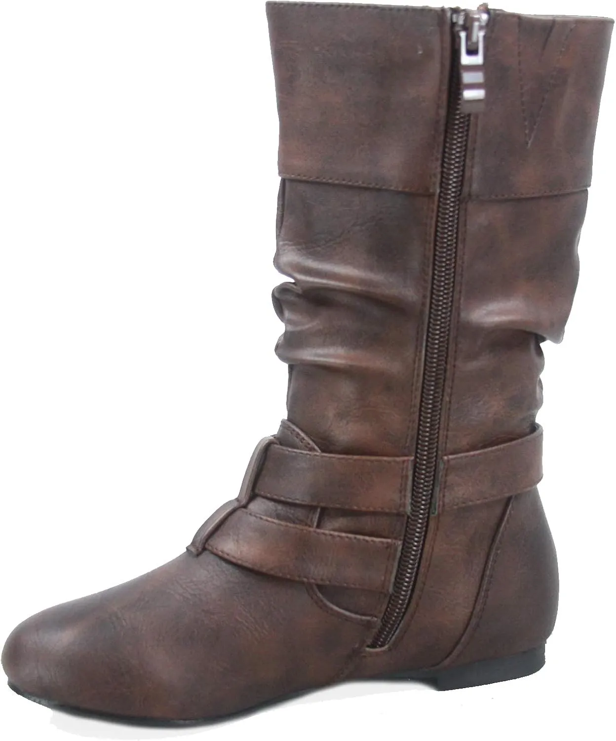 Link Sonny-54K Youth Girl's Fashion Low Heel Zipper Buckle Round Toe Riding Boot