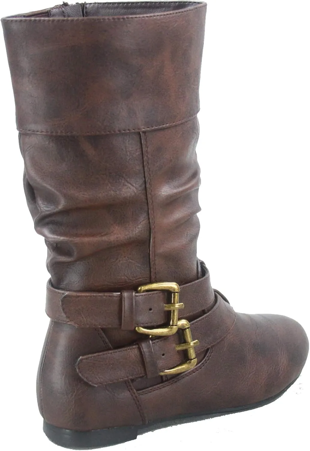 Link Sonny-54K Youth Girl's Fashion Low Heel Zipper Buckle Round Toe Riding Boot