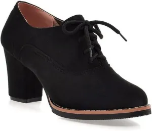 LISYIIZ Womens PS136 Lace Up Platform Round Toe Microsuede Mid Chunky Brogue Pumps