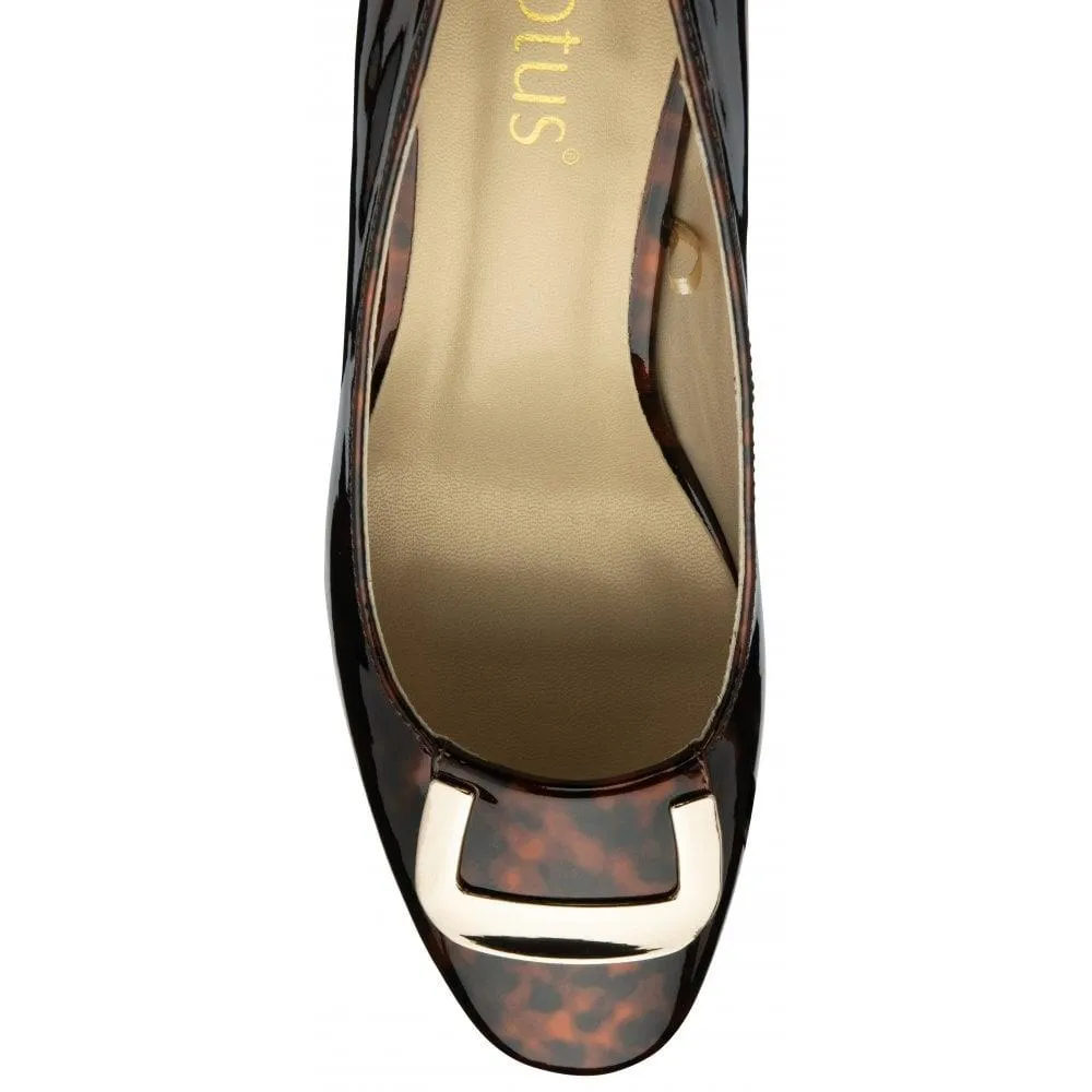 Lotus Aubrey Tortoise Patent Buckle Court Shoes