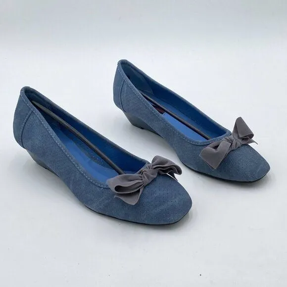 Low Heel Pumps Shoes Bows Round Closed Toe Slip On Dress Sandals Cap Toe Bow