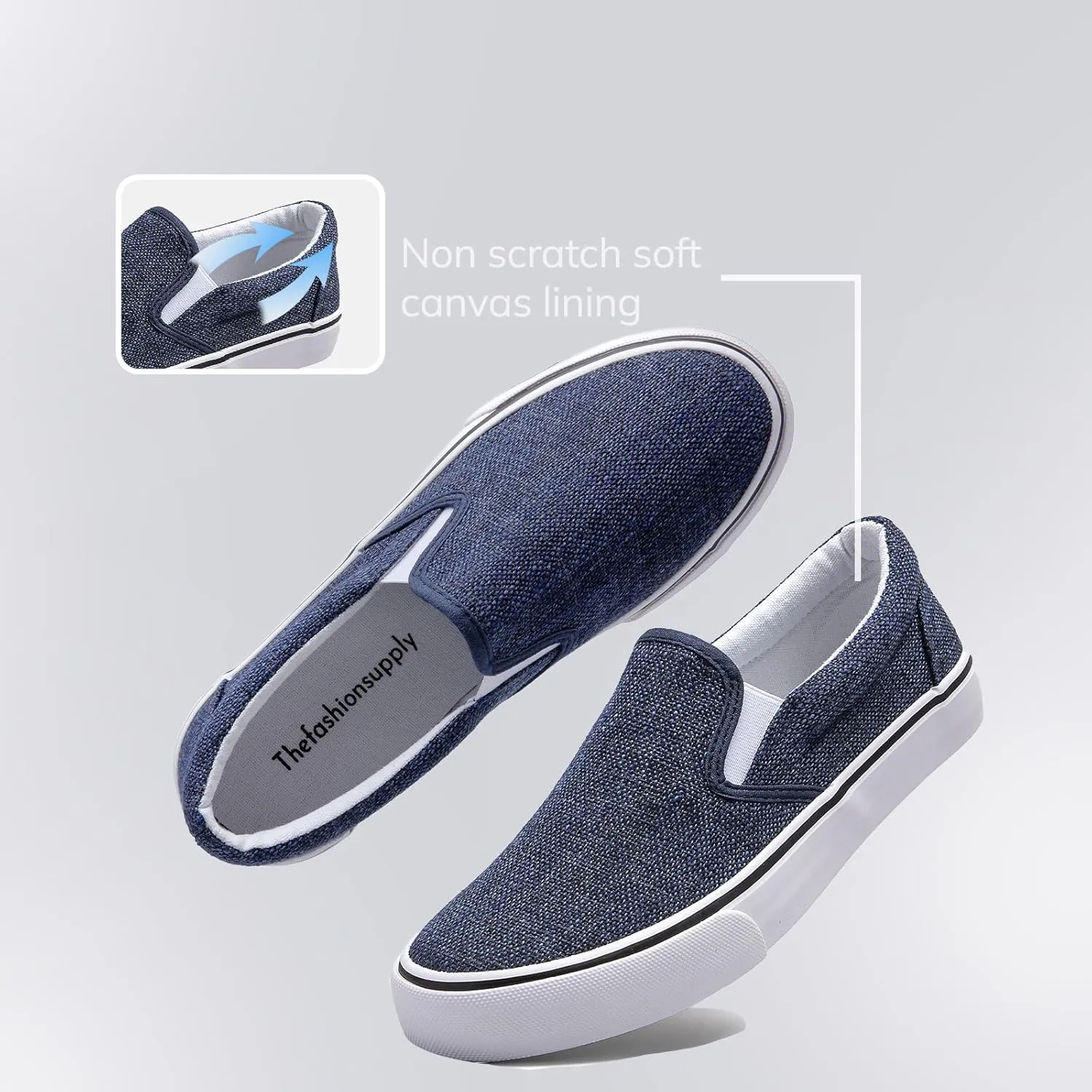 Low-Top Slip Ons Women's Fashion Sneakers Casual Canvas Sneakers for Women Comfortable Flats Breathable Padded Insole Slip on Sneakers Women Low Slip on Shoes