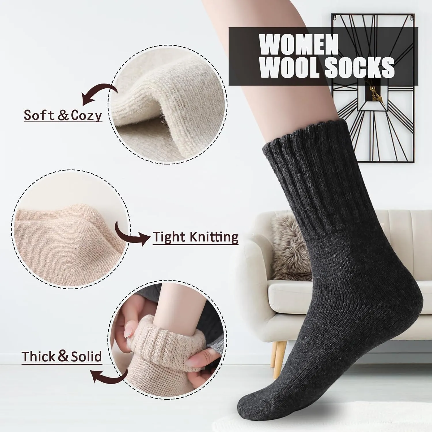 Marchare Women Wool Socks Boot Socks Winter Thick Warm Sock Cozy Crew For Women