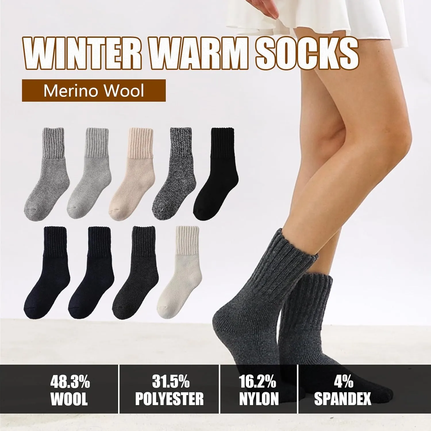 Marchare Women Wool Socks Boot Socks Winter Thick Warm Sock Cozy Crew For Women