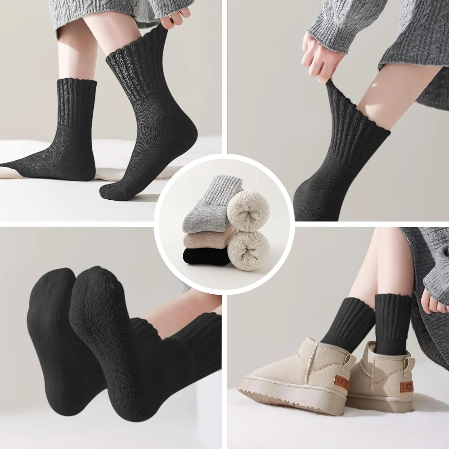 Marchare Women Wool Socks Boot Socks Winter Thick Warm Sock Cozy Crew For Women