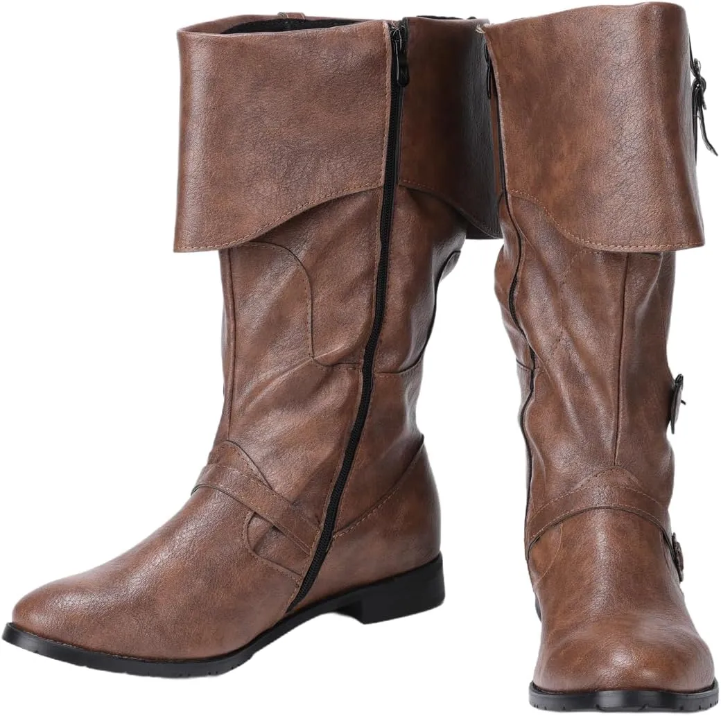 Medieval Retro Boots Men Black Viking Pirate Warrior Boots Renaissance Gothic Halloween Shoes