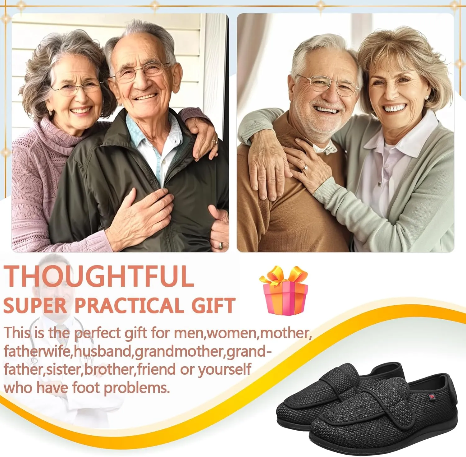 Men Women Diabetic Shoes,Edema Footwear,Adjustable Magic Stickers for Fat Feet,Foot Diseases,Arthritis,Swollen Feet,Wide Feet,Big Toes,Valgus Feet,Deformed Feet