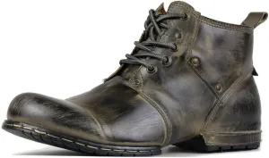 Men's Vintage Brown Chukka Boots Lace-up Motorcycle Casual Leather Dress Ankle Boot for Men Fashion CD-6015-2-Vintage Brown