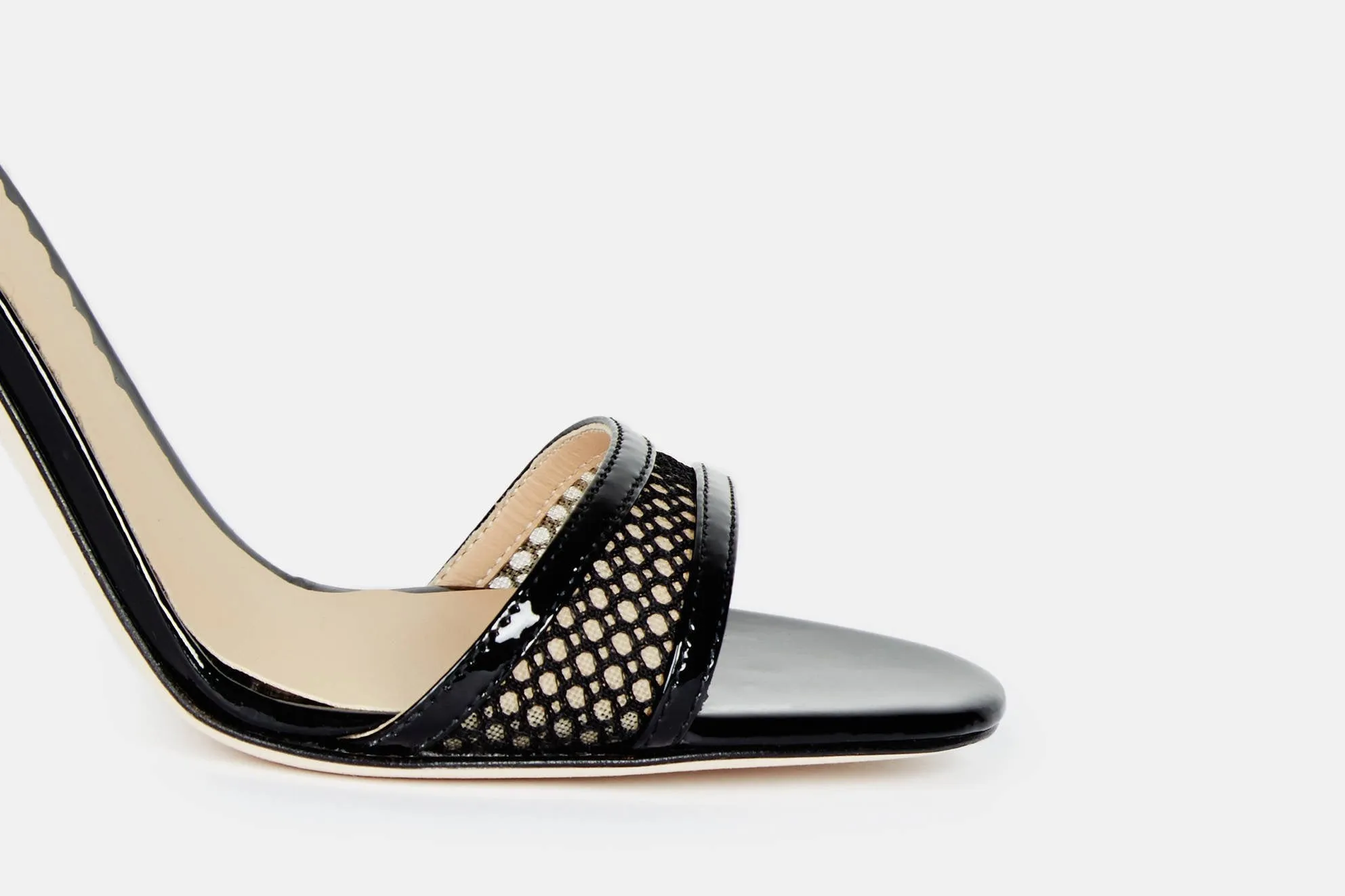 Mesh Ankle Wrap Sandal - Black