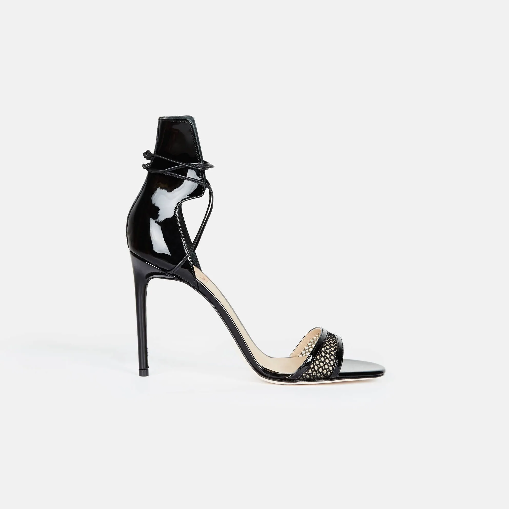 Mesh Ankle Wrap Sandal - Black
