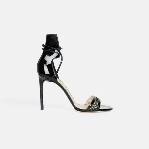 Mesh Ankle Wrap Sandal - Black