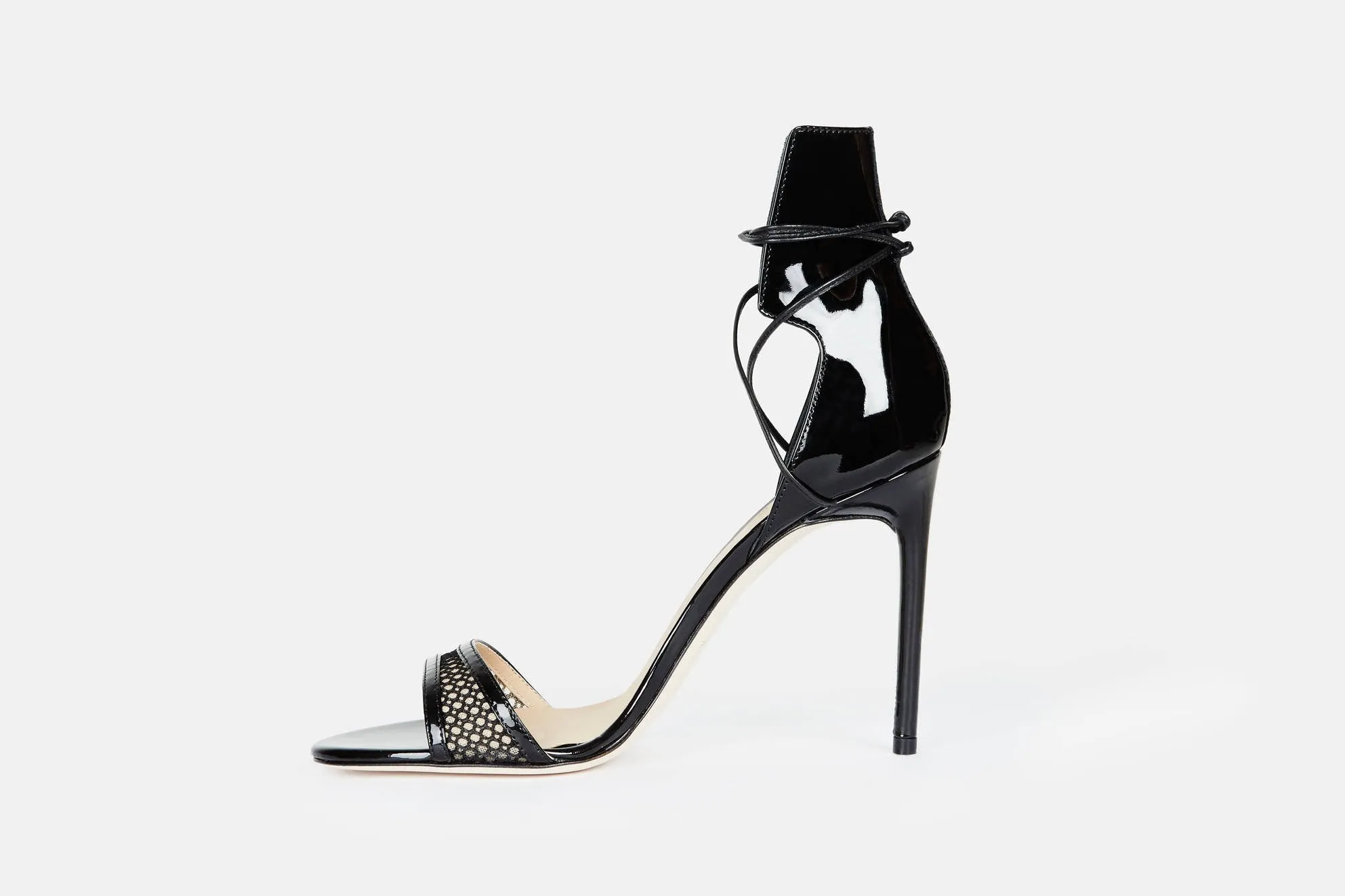 Mesh Ankle Wrap Sandal - Black