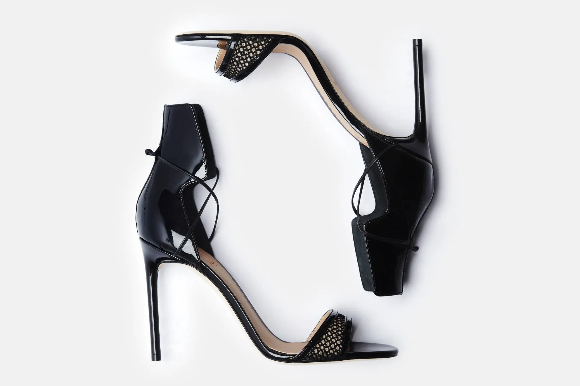 Mesh Ankle Wrap Sandal - Black