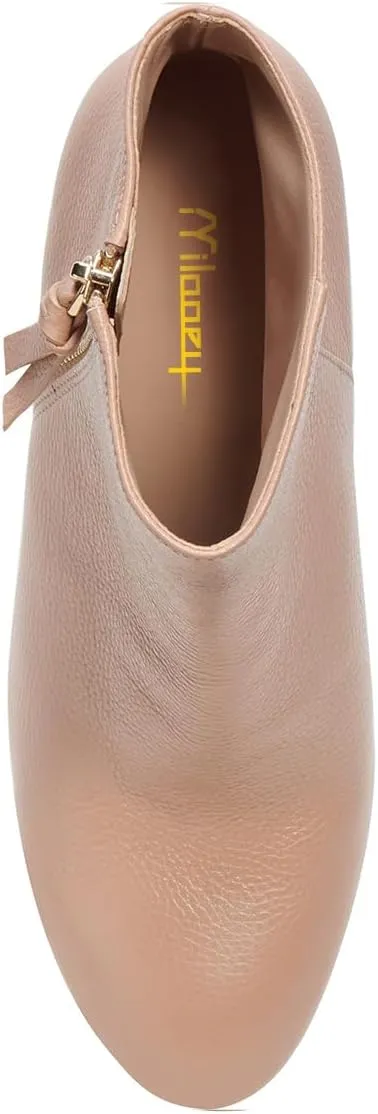 Milooey shoes Women's Round Toe Heeled Ankle Boots Fashion Chunky Block High Heel Short Booties Side Zipper with Tassel Fall Winter Dress Shoes Size 4-16 Us