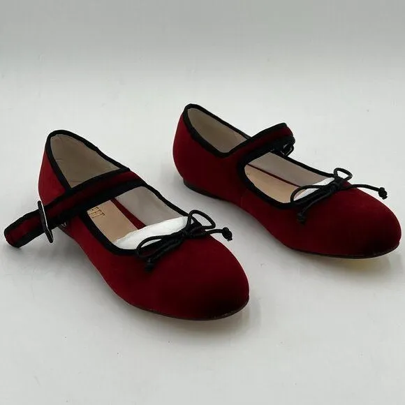 Miss left Wine Girls Adorable Round Toe Mary Jane Flats Bowknots Shoes